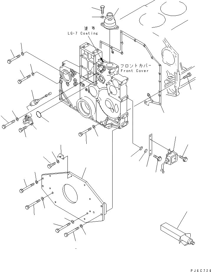 Схема запчастей Komatsu SA6D132-1MM - ПЕРЕДН. КРЫШКАКОМПОНЕНТЫ(№7-) ДВИГАТЕЛЬ