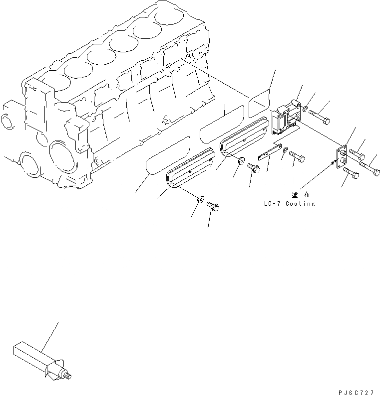 Схема запчастей Komatsu SA6D132-1MM - КРЫШКА ТОЛКАТЕЛЕЙ КЛАПАНА(№-) ДВИГАТЕЛЬ