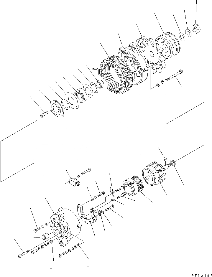 Схема запчастей Komatsu SA6D132-1MM - ГЕНЕРАТОР (A) (ВНУТР. ЧАСТИ) ДВИГАТЕЛЬ