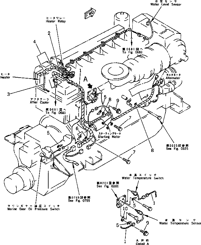 Схема запчастей Komatsu SA6D132-1W - ЭЛЕКТР. ЭЛЕКТРОПРОВОДКА(/) ЭЛЕКТРИКА