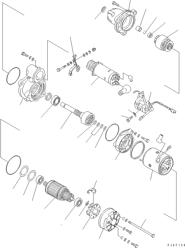 Схема запчастей Komatsu SA6D140E-3B - СТАРТЕР (KW) (ВНУТР. ЧАСТИ) ДВИГАТЕЛЬ