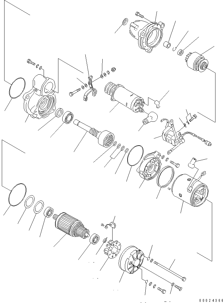 Схема запчастей Komatsu SA6D140E-3B-7 - СТАРТЕР (KW) (ВНУТР. ЧАСТИ)(№-7) ДВИГАТЕЛЬ