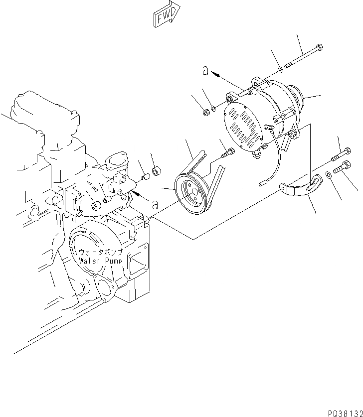 Схема запчастей Komatsu SA6D140-1FF - КРЕПЛЕНИЕ ГЕНЕРАТОРА (A) (С ЗАКАЛЕННЫМ ШКИВОМ) ДВИГАТЕЛЬ