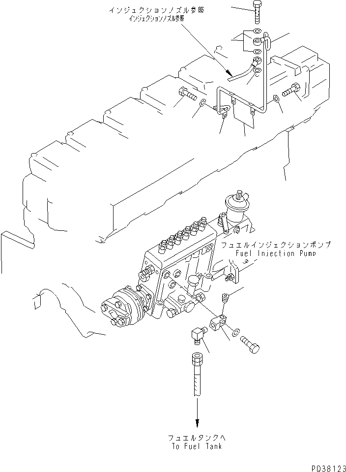 Схема запчастей Komatsu SA6D140-1FF - ВОЗВРАТ ТОПЛИВА(№798-) ДВИГАТЕЛЬ