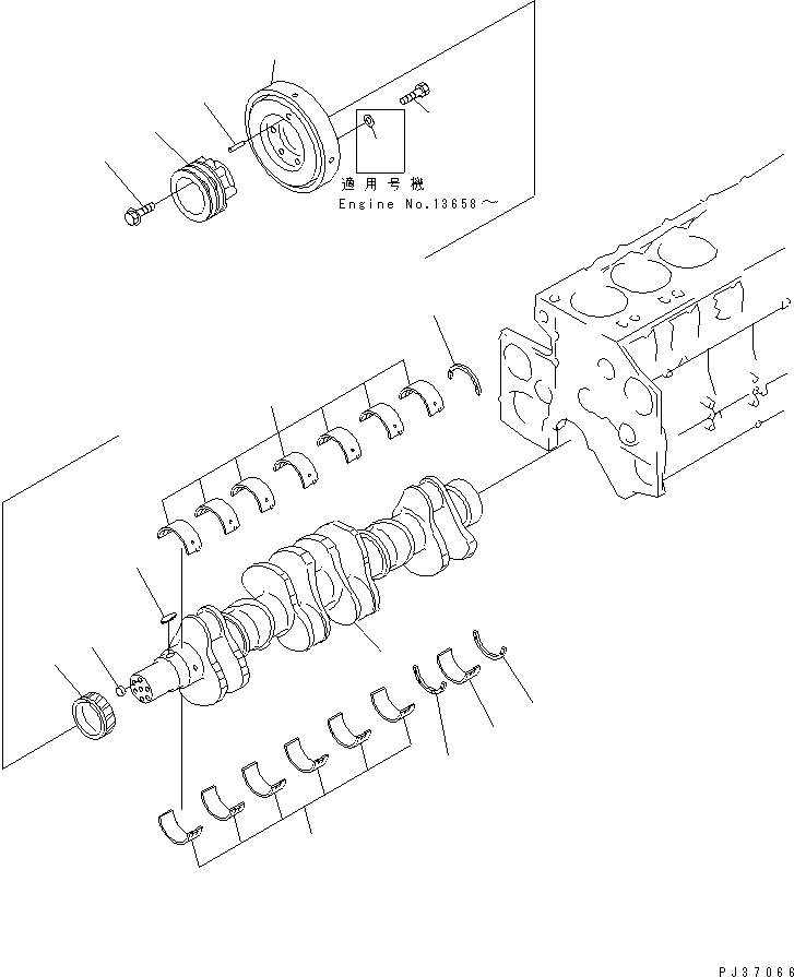 Схема запчастей Komatsu SA6D140-1B - КОЛЕНВАЛ(№8-8979) БЛОК ЦИЛИНДРОВ