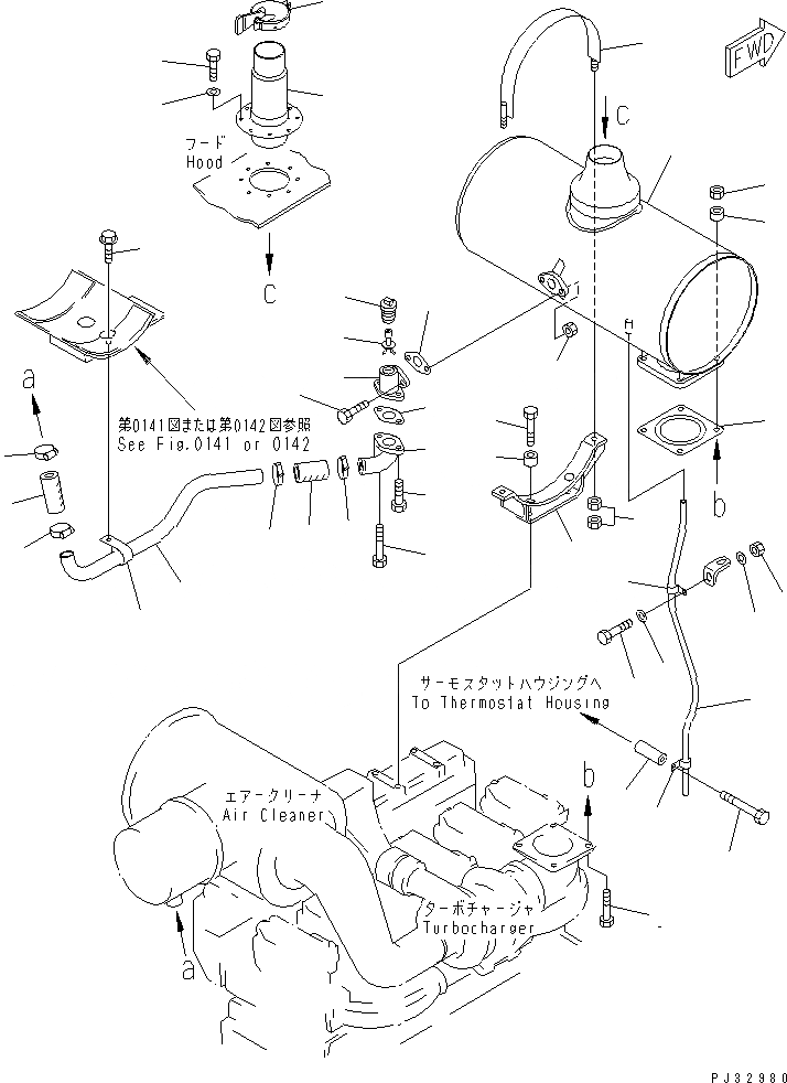 Схема запчастей Komatsu SA6D140-1C - ГЛУШИТЕЛЬ(№-9) ГОЛОВКА ЦИЛИНДРОВ