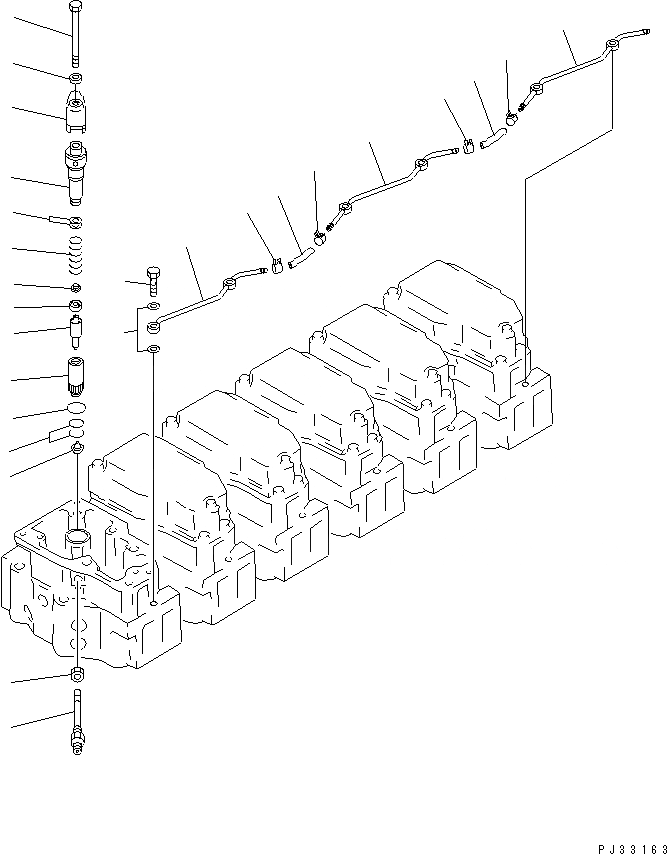 Схема запчастей Komatsu SA6D140-1K - ТОПЛИВН. ФОРСУНКА И СЛИВНАЯ ТРУБКА(№7-) ТОПЛИВН. СИСТЕМА