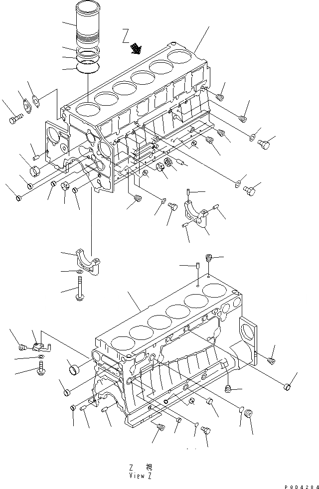 Схема запчастей Komatsu SA6D140-1LL - БЛОК ЦИЛИНДРОВ (/)(№-) ДВИГАТЕЛЬ