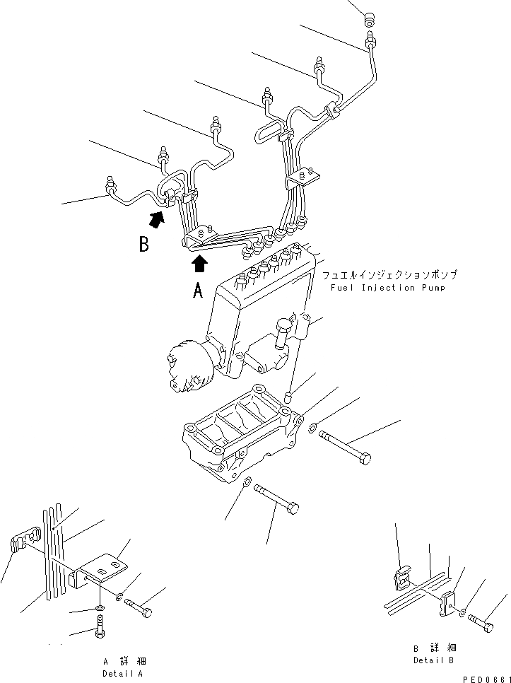 Схема запчастей Komatsu SA6D140-1P - ТОПЛ. НАСОС ТРУБЫ(№987-) ДВИГАТЕЛЬ
