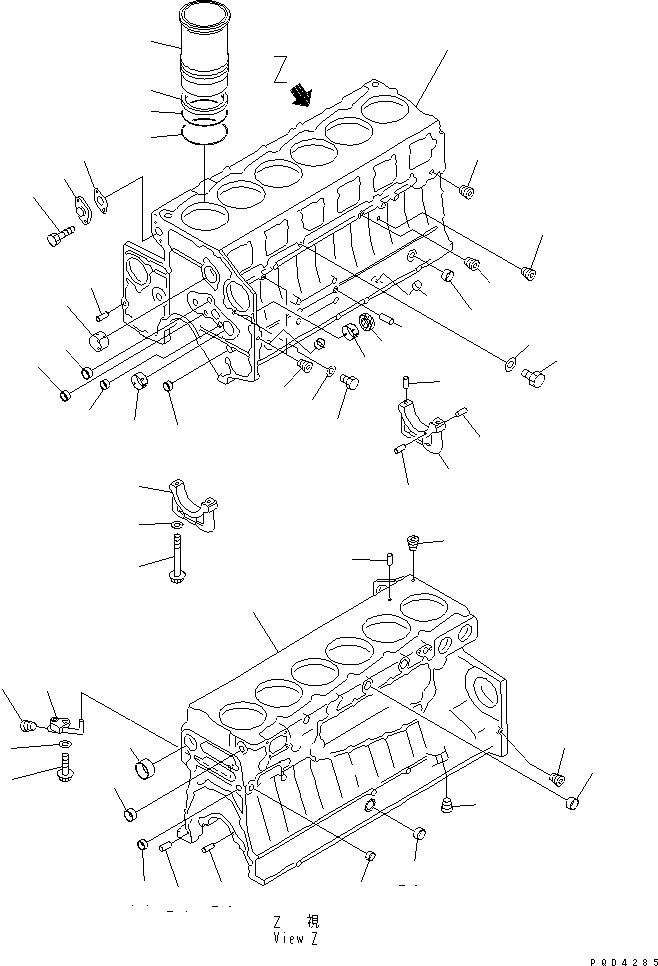 Схема запчастей Komatsu SA6D140-1PP - БЛОК ЦИЛИНДРОВ¤ ОСНОВ. ДВИГАТЕЛЬ