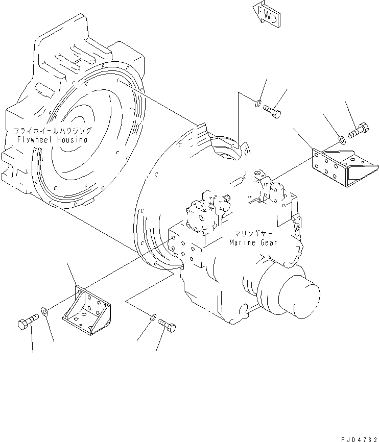 Схема запчастей Komatsu SA6D140-1PP - MARINE ПРИВОД КРЕПЛЕНИЕ (M-T) ДВИГАТЕЛЬ