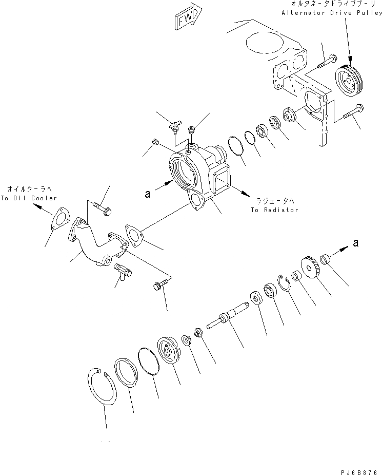 Схема запчастей Komatsu SA6D140E-3C-7 - ВОДЯНАЯ ПОМПА ДВИГАТЕЛЬ