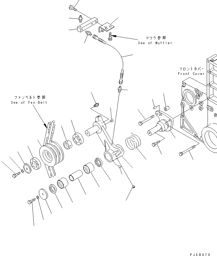 Схема запчастей Komatsu SA6D140E-3C-7 - НАТЯЖНОЙ РОЛИК ДВИГАТЕЛЬ