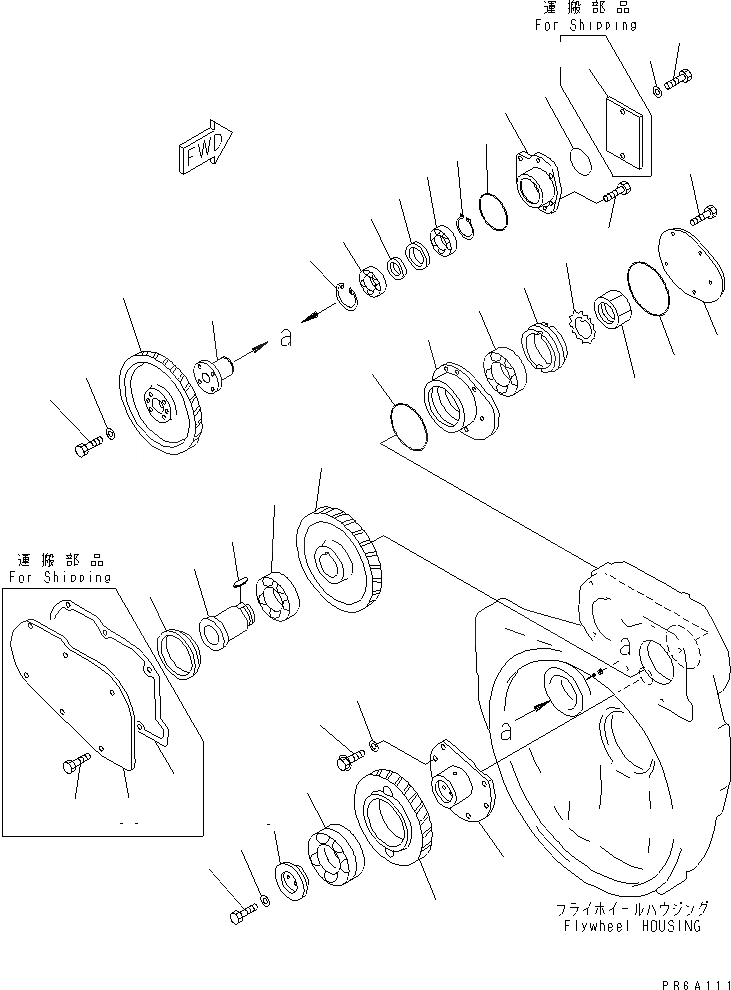Схема запчастей Komatsu SA6D140E-2D-7 - МЕХ-М ОТБОРА МОЩНОСТИ(№7-) ДВИГАТЕЛЬ