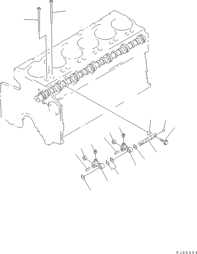 Схема запчастей Komatsu SA6D140E-2D-7 - ТОЛКАТЕЛЬ КЛАПАНА(№7-) ДВИГАТЕЛЬ