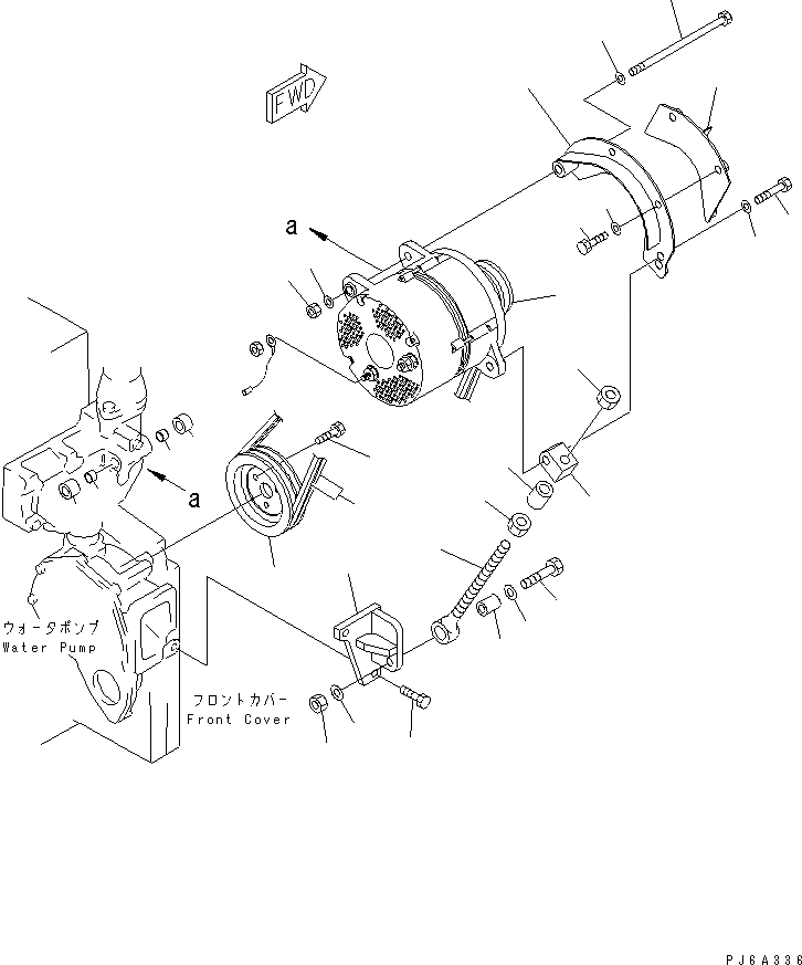 Схема запчастей Komatsu SA6D140E-2A-7 - КРЕПЛЕНИЕ ГЕНЕРАТОРА (A)(№-) ДВИГАТЕЛЬ