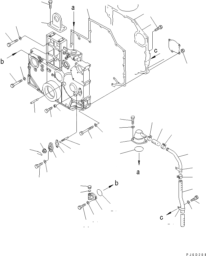 Схема запчастей Komatsu SA6D140-2C-G - ПЕРЕДН. КРЫШКАAND САПУН КОМПОНЕНТЫ(№79-987) ДВИГАТЕЛЬ