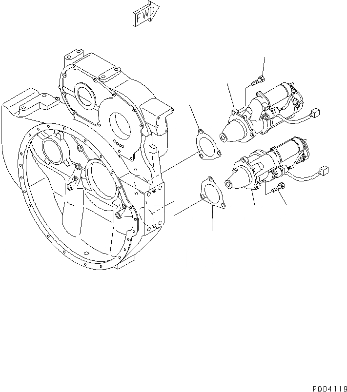 Схема запчастей Komatsu SA6D140-2C-G - КРЕПЛЕНИЕ СТАРТЕРА (KW)(№78-987) ДВИГАТЕЛЬ