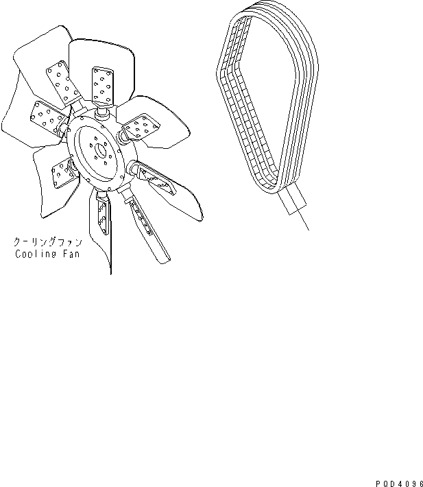 Схема запчастей Komatsu SA6D140-2C-5G - РЕМЕНЬ ВЕНТИЛЯТОРА (МОРОЗОУСТОЙЧИВ. СПЕЦИФИКАЦИЯ)(№98-) ДВИГАТЕЛЬ