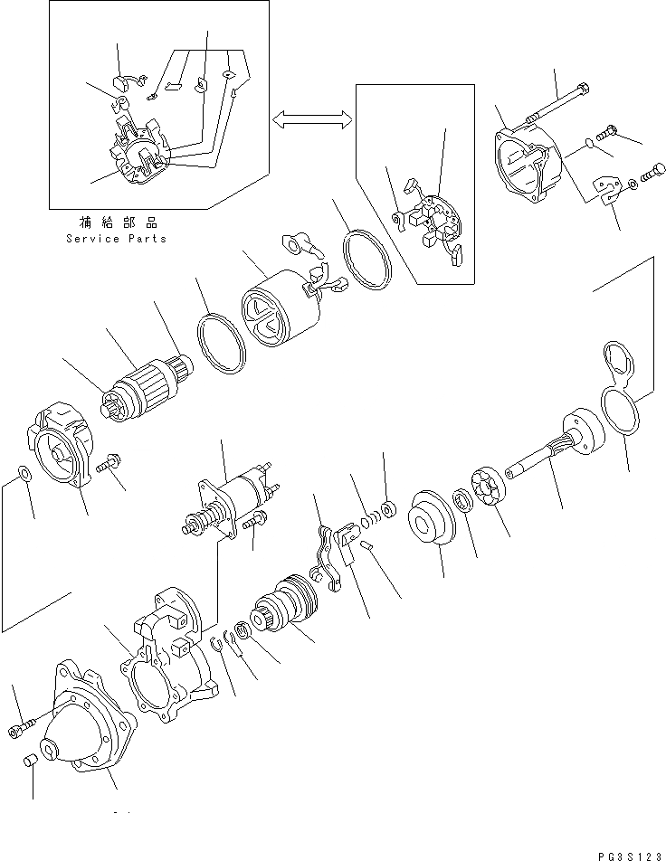 Схема запчастей Komatsu SA6D155-4A - СТАРТЕР (KW)(№.-) ЭЛЕКТРИКА