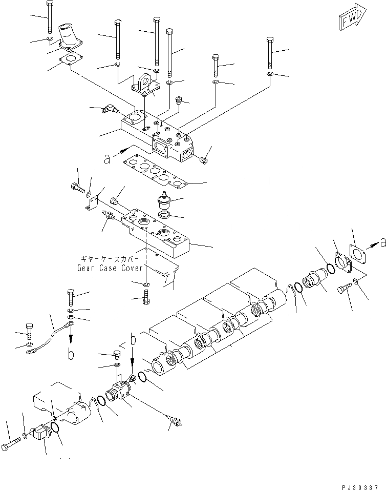 Схема запчастей Komatsu SA6D170-B-1B - ВОДЯНОЙ КОЛЛЕКТОР И ТЕРМОСТАТ(№-) ГОЛОВКА ЦИЛИНДРОВ