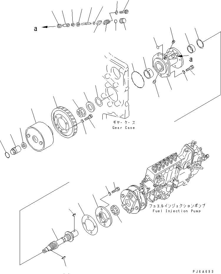 Схема запчастей Komatsu SA6D170E-2A-D - ПРИВОД ТОПЛ. НАСОСА(№-) ДВИГАТЕЛЬ