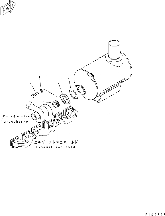 Схема запчастей Komatsu SA6D170E-2A-MC - СИСТЕМА ТРУБ ГЛУШИТЕЛЯ(№97-) ДВИГАТЕЛЬ