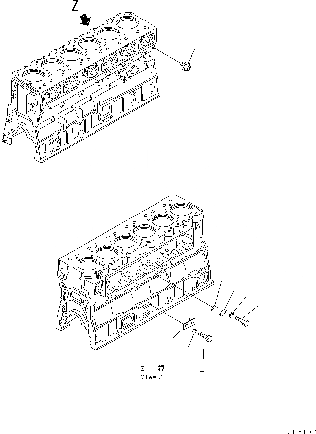 Схема запчастей Komatsu SA6D170E-2C - ЗАГЛУШКА БЛОКА ЦИЛИНДРОВ(№9-) ДВИГАТЕЛЬ