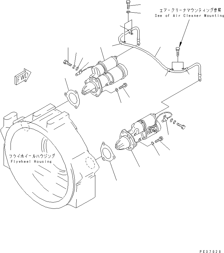 Схема запчастей Komatsu SA6D170E-2B - КРЕПЛЕНИЕ СТАРТЕРА (7.KW)(№7-) ДВИГАТЕЛЬ