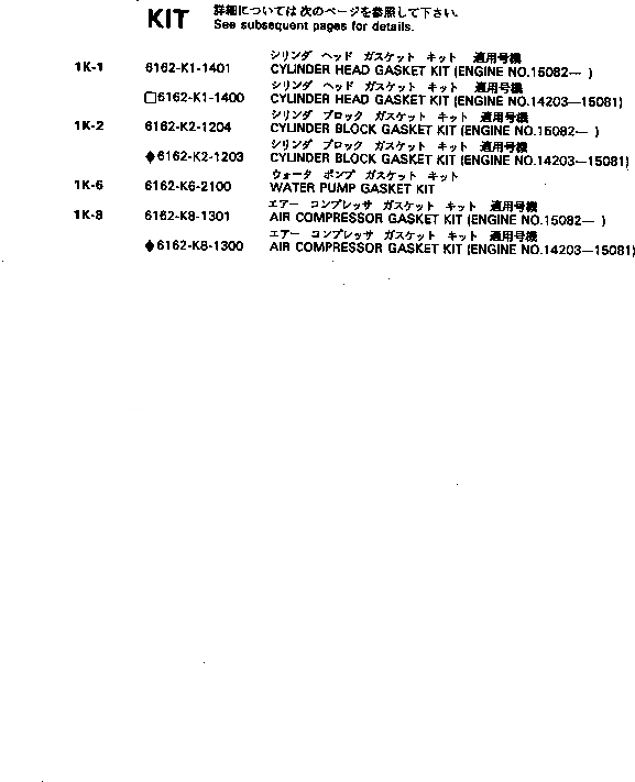 Схема запчастей Komatsu SA6D170-A-1P - КОМПЛЕКТ ПРОКЛАДОК ИНСТРУМЕНТ И РЕМКОМПЛЕКТЫ