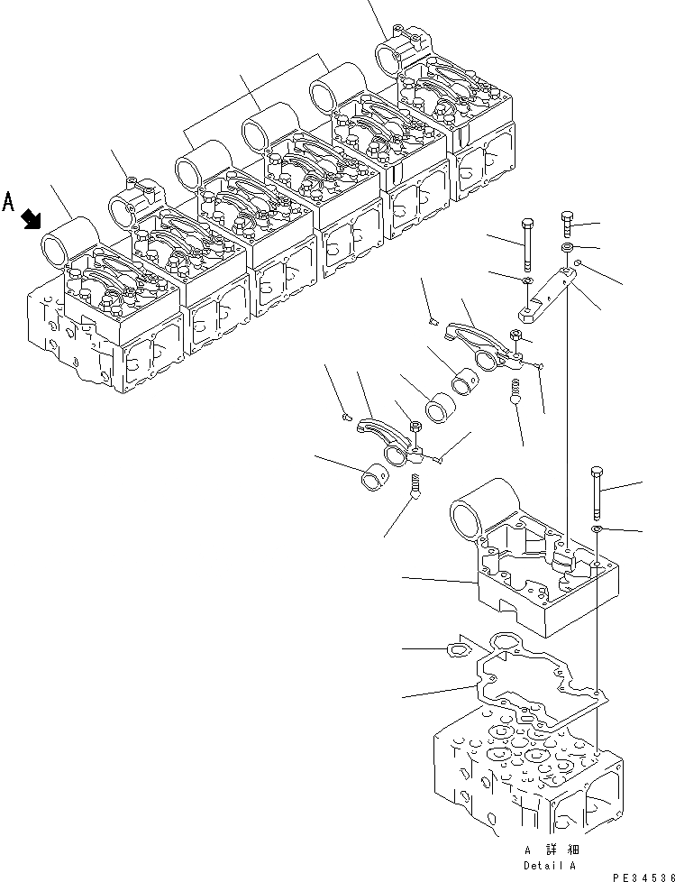 Схема запчастей Komatsu SA6D170-B-1F-SP - КОРОМЫСЛО И КОЖУХ ГОЛОВКА ЦИЛИНДРОВ