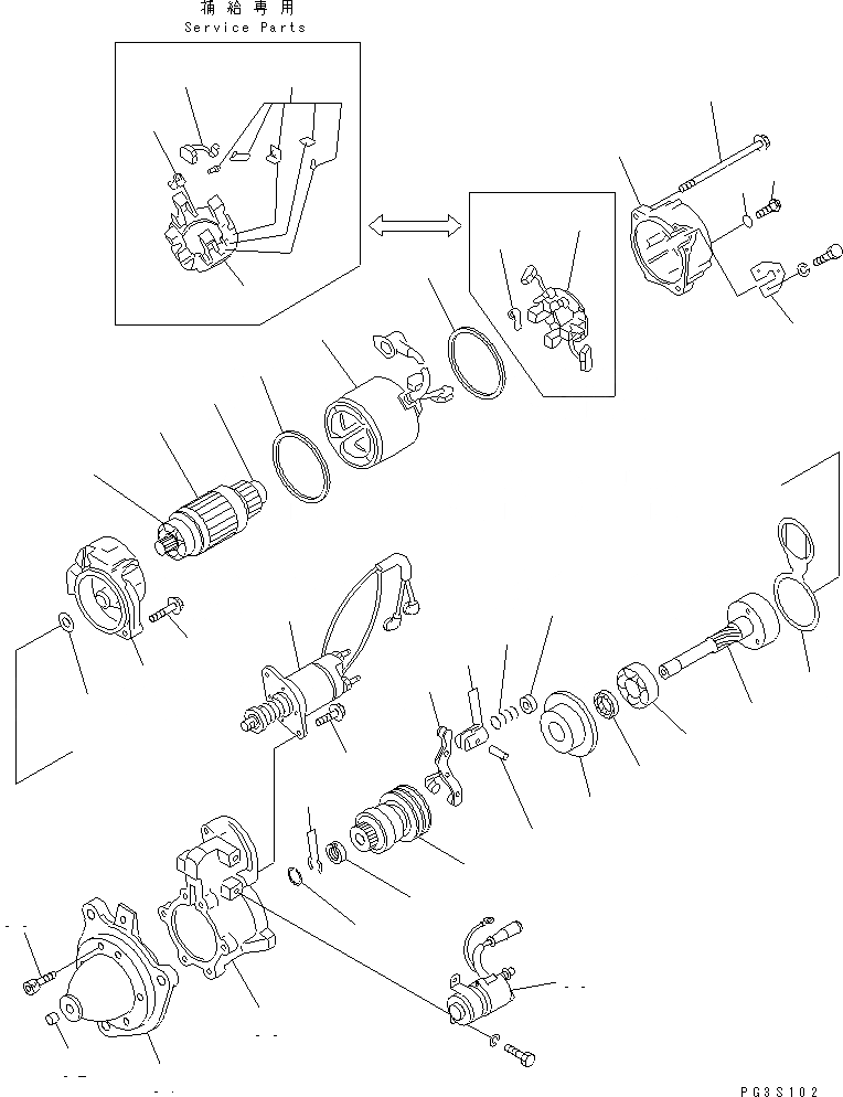 Схема запчастей Komatsu SA6D170-A-1J - СТАРТЕР (KW)(№-) ЭЛЕКТРИКА