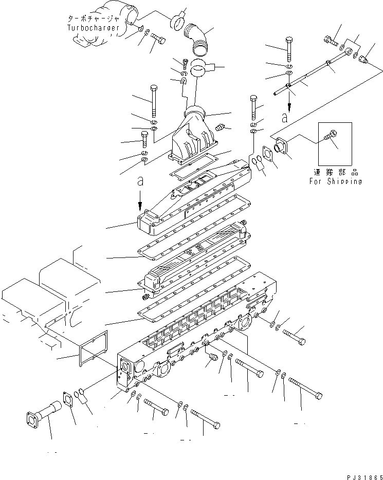Схема запчастей Komatsu SA6D170-B-1D - ТРУБОПРОВОД ВПУСКА ВОЗДУХА И ПОСЛЕОХЛАДИТЕЛЬ ГОЛОВКА ЦИЛИНДРОВ