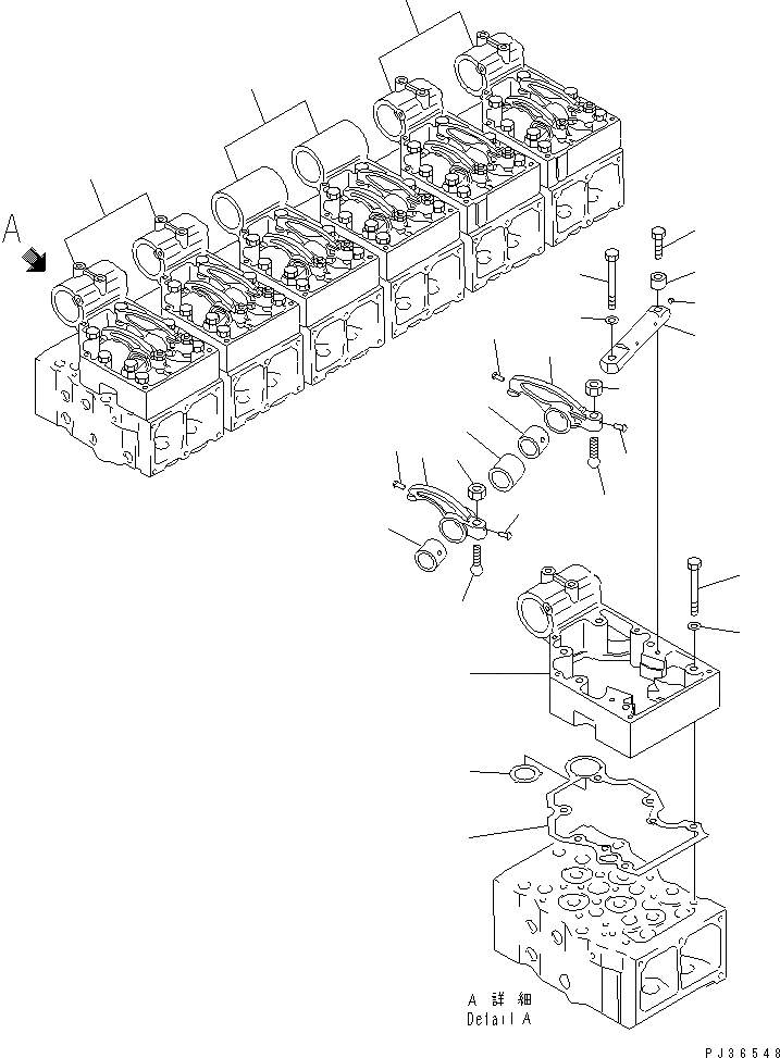 Схема запчастей Komatsu SA6D170-A-1Q-H - КОРОМЫСЛО И КОЖУХ ГОЛОВКА ЦИЛИНДРОВ