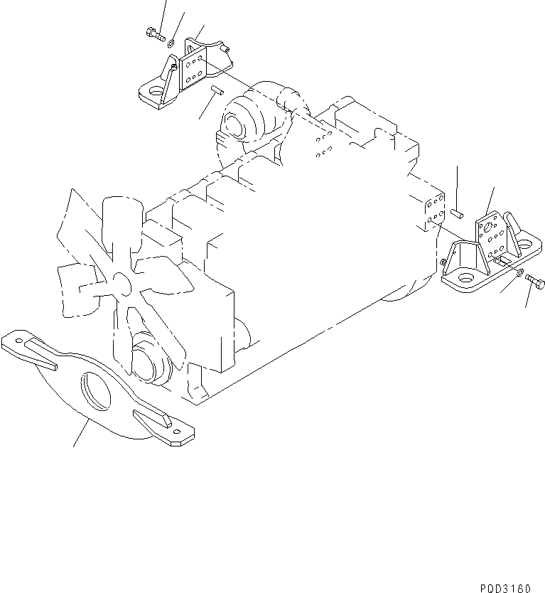 Схема запчастей Komatsu SA6D170E-2E - КРЕПЛЕНИЕ ДВИГАТЕЛЯ(№89-) ДВИГАТЕЛЬ