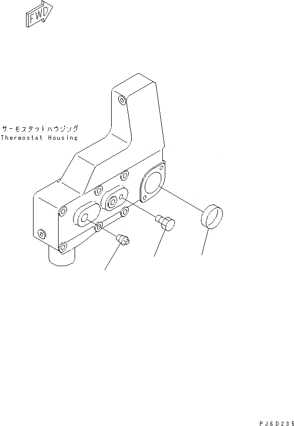 Схема запчастей Komatsu SA6D170E-3A-7 - ТЕРМОСТАТ BLIND ЗАГЛУШКА ДВИГАТЕЛЬ