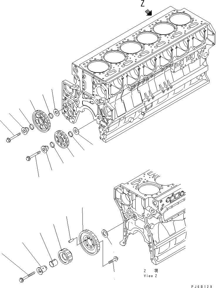 Схема запчастей Komatsu SA6D170E-3A-7 - ПРОМЕЖУТОЧНАЯ ШЕСТЕРНЯ ДВИГАТЕЛЬ