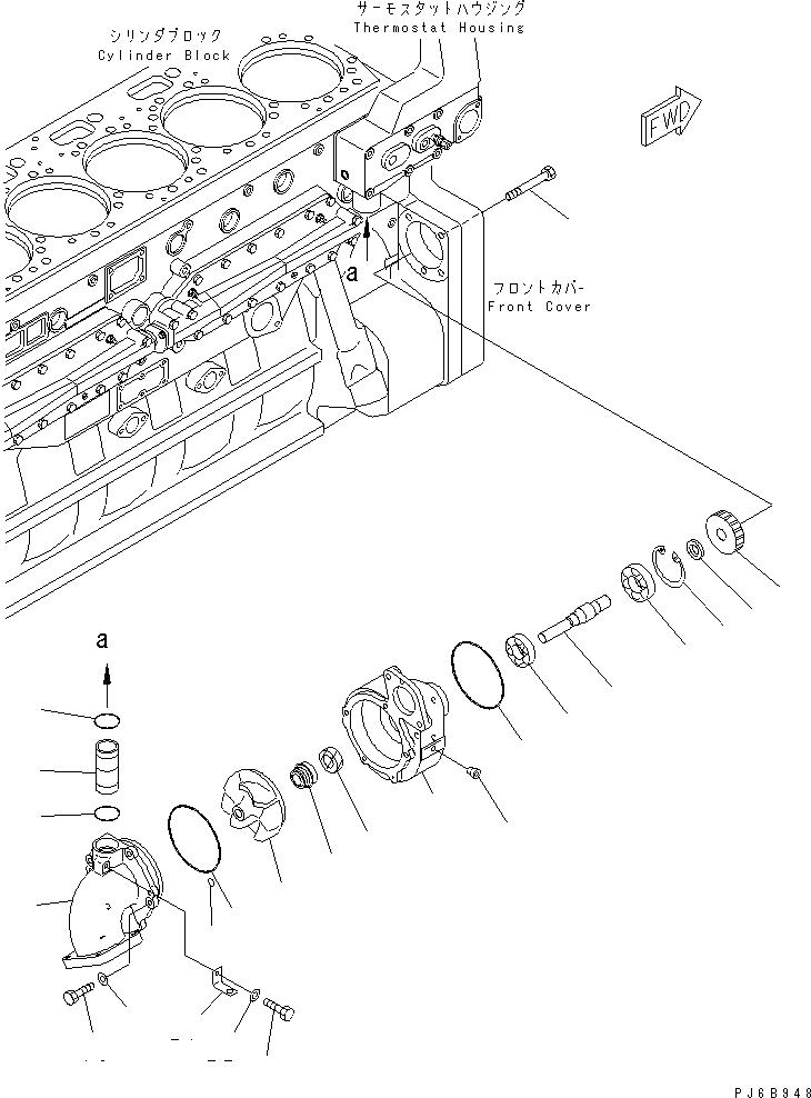 Схема запчастей Komatsu SA6D170E-3A-7 - ВОДЯНАЯ ПОМПА ДВИГАТЕЛЬ