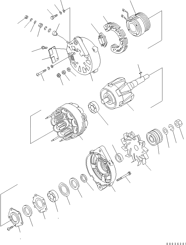 Схема запчастей Komatsu SA6D170E-3A-7 - ГЕНЕРАТОР (9A) (FREON КОМПРЕССОР LESS) (ВНУТР. ЧАСТИ)(№8-) ДВИГАТЕЛЬ