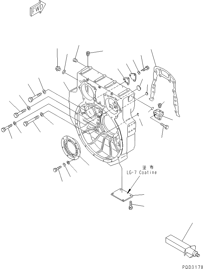 Схема запчастей Komatsu SA6D170E-2C-WD - КАРТЕР МАХОВИКА(№-) ДВИГАТЕЛЬ