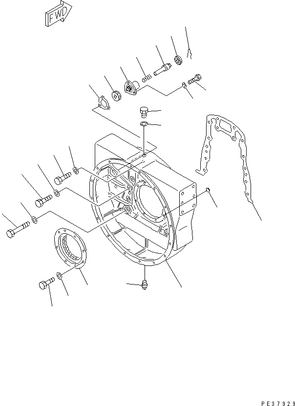 Схема запчастей Komatsu SA6D170E-2A-7 - КАРТЕР МАХОВИКА(№78-) ДВИГАТЕЛЬ