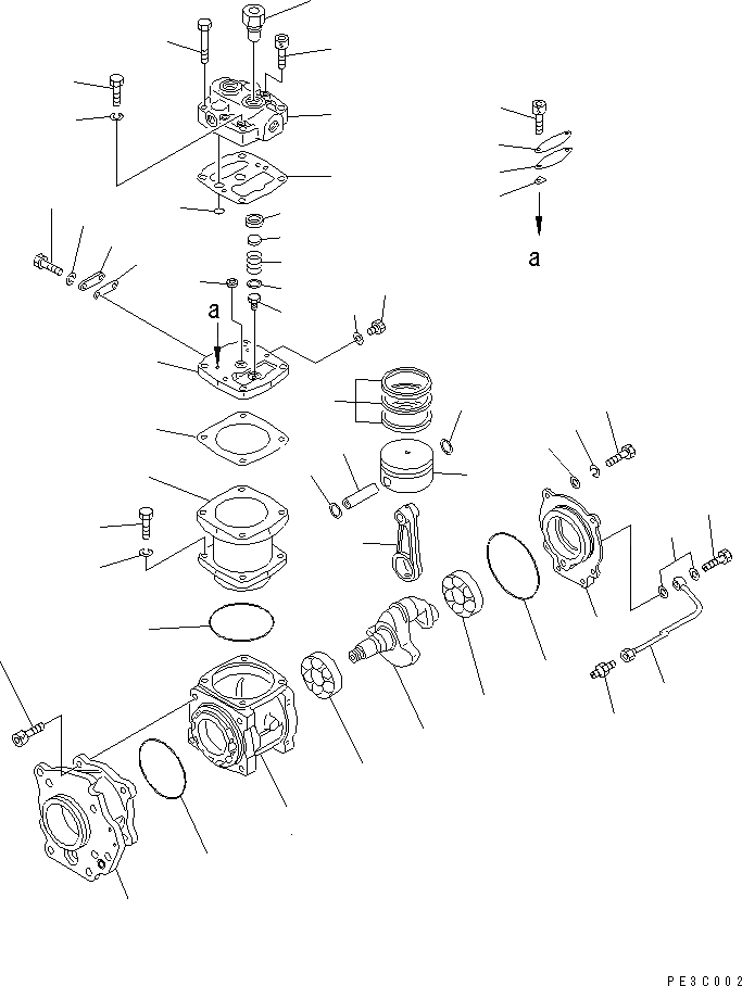 Схема запчастей Komatsu SA6D170E-2E-7W - КОМПРЕССОР (ВНУТР. ЧАСТИ)(№998-) ДВИГАТЕЛЬ