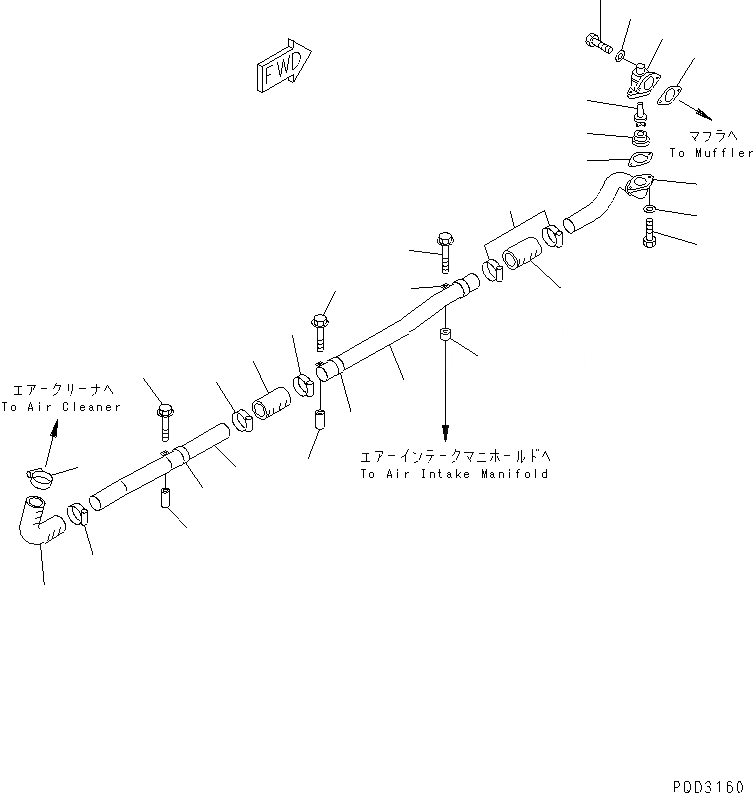 Схема запчастей Komatsu SA6D170E-2C-7 - ЭЖЕКТОР ВЫХЛОПНЫХ ГАЗОВ(№89-) ДВИГАТЕЛЬ