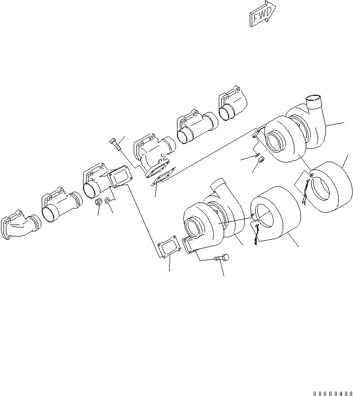 Схема запчастей Komatsu SA6D170-A-1T-7 - ТУРБОНАГНЕТАТЕЛЬ И ЗАЩИТН. COVER(№97-) ДВИГАТЕЛЬ