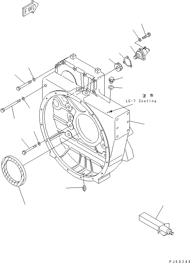 Схема запчастей Komatsu SA6D170E-3A-7 - КАРТЕР МАХОВИКА(№-) ДВИГАТЕЛЬ