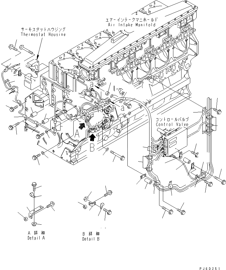 Схема запчастей Komatsu SA6D170E-3A-7 - УПРАВЛ-Е ПОДАЧ. ТОПЛИВА Э/ПРОВОДКА КРЕПЛЕНИЕ (/)(№-) ДВИГАТЕЛЬ