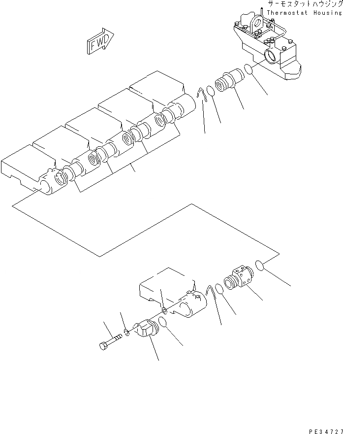 Схема запчастей Komatsu SA6D170E-2B-7 - ВОДЯНОЙ КОЛЛЕКТОР(№7-) ДВИГАТЕЛЬ