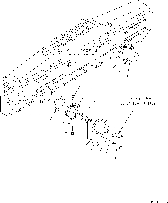 Схема запчастей Komatsu SA6D170E-2B-7 - СИСТЕМА ПОДОГРЕВА ВПУСКН. КОЛЛЕКТОРА (/)(№7-) ДВИГАТЕЛЬ