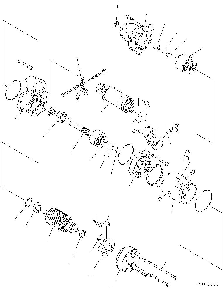 Схема запчастей Komatsu SA6D170E-2B-7 - СТАРТЕР (7.KW) (ЛЕВ.) (ВНУТР. ЧАСТИ)(№8-9) ДВИГАТЕЛЬ