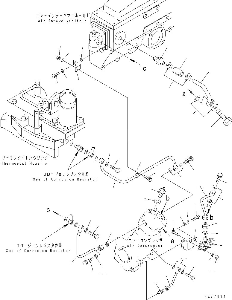 Схема запчастей Komatsu SA6D170E-2B-7 - ЛИНИЯ КОМПРЕССОРА(№7-) ДВИГАТЕЛЬ